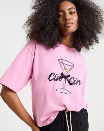 Simply Be Pink Dirty Martini Graphic T-Shirt