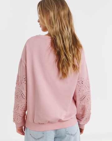 Simply Be Pink Cut Work Sleeve Sweatshirt