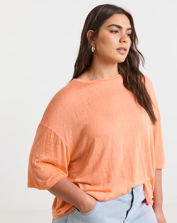 Simply Be Coral Slouchy Pure Cotton T-Shirt