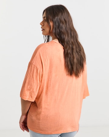 Simply Be Coral Slouchy Pure Cotton T-Shirt