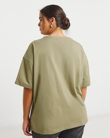 Simply Be Khaki Broderie Pocket T-Shirt