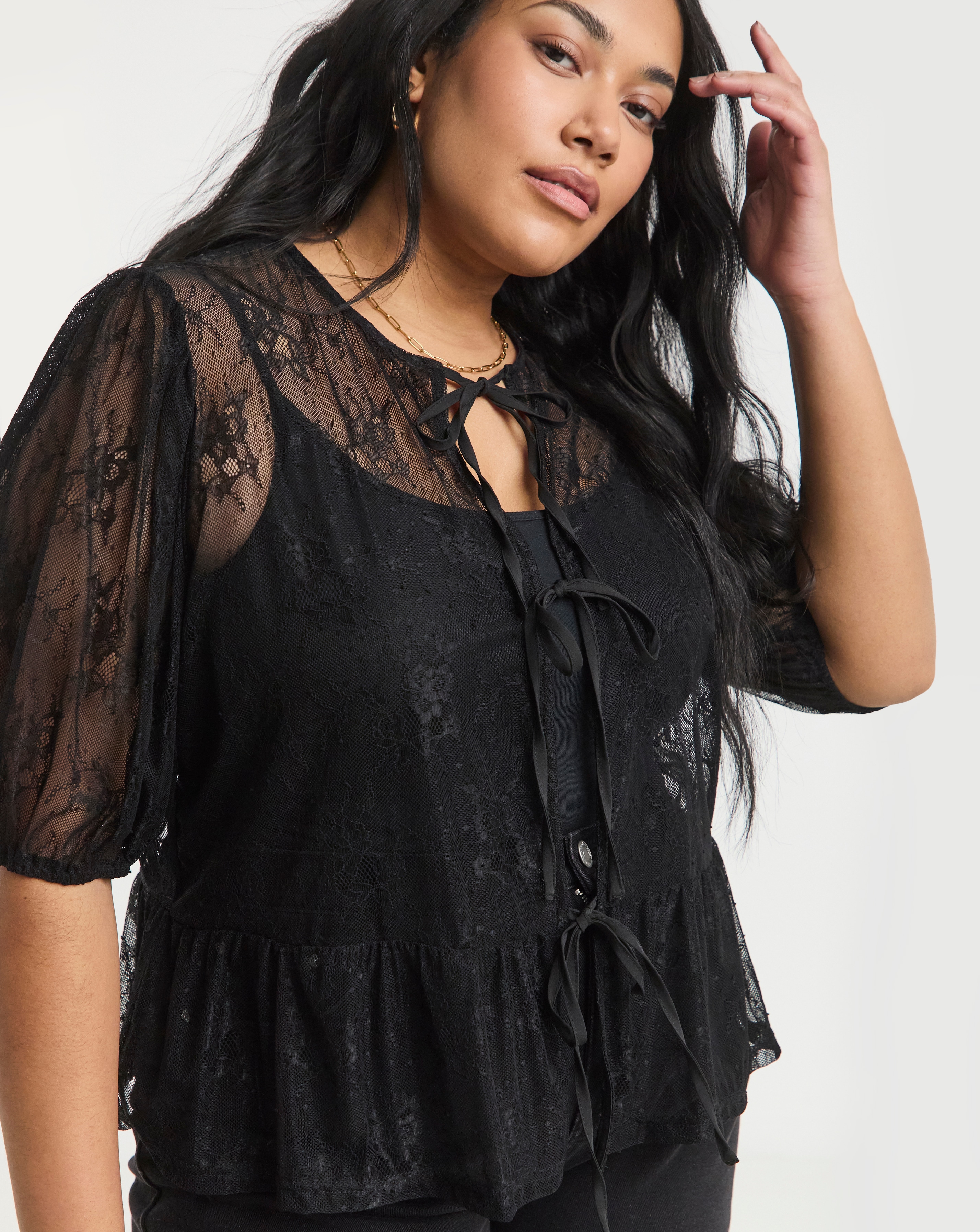 Simply Be Lace Tie Front Top