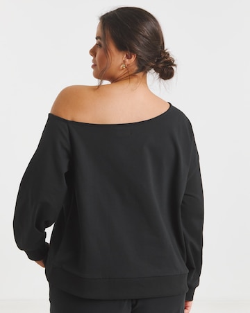 Simply Be Black Portofino Embroidered Off The Shoulder Sweatshirt