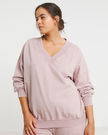 Simply Be Pink V Neck Sweatshirt
