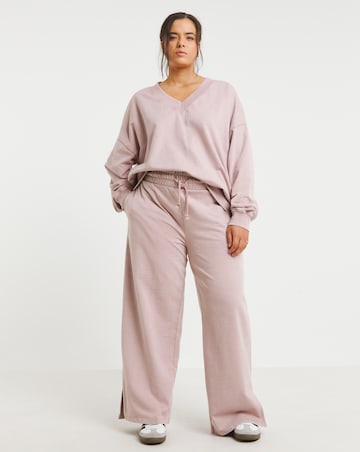 Simply Be Pink Deep Waistband Wide Leg Joggers
