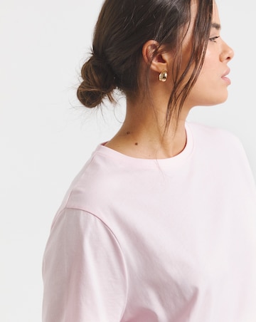 Simply Be Pink & Burgundy 2 Pack Curved Hem Longline Pure Cotton T-Shirts