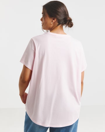 Simply Be Pink & Burgundy 2 Pack Curved Hem Longline Pure Cotton T-Shirts