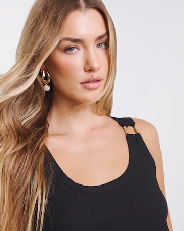 Simply Be Black Ribbed Vest with Metal Trim