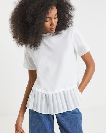 Simply Be White Woven Hem 2 in 1 T-Shirt