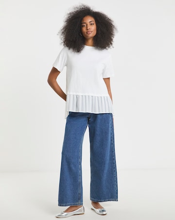 Simply Be White Woven Hem 2 in 1 T-Shirt