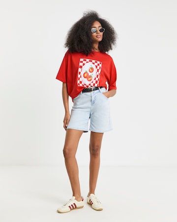 Simply Be Red Tomatoes Graphic Oversized T-Shirt