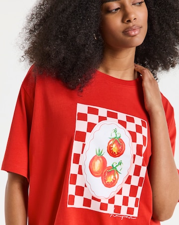 Simply Be Red Tomatoes Graphic Oversized T-Shirt