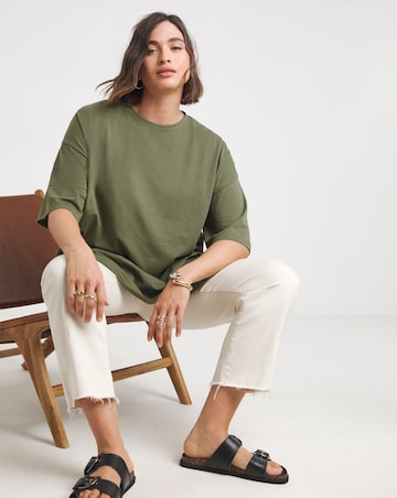 Simply Be Pink, White & Khaki 3 Pack Pure Cotton Boyfriend T-Shirts