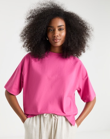 Simply Be Pink Raglan Sleeve Slouchy T-Shirt