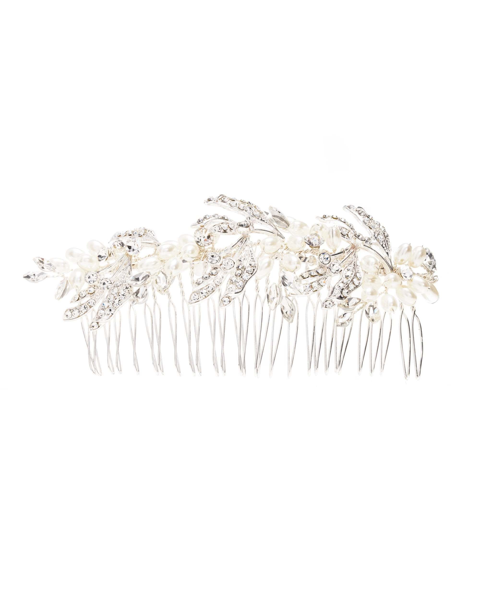 Jon Richard Silver Leaf Pearl Hair Comb