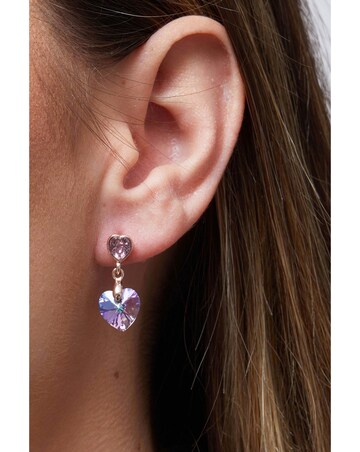 Jon Richard Radiance Collection Rose Gold Plated Pink Heart Drop Earrings