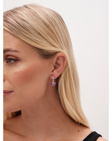 Jon Richard Radiance Collection Rose Gold Plated Pink Heart Drop Earrings