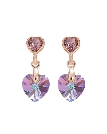 Jon Richard Radiance Collection Rose Gold Plated Pink Heart Drop Earrings