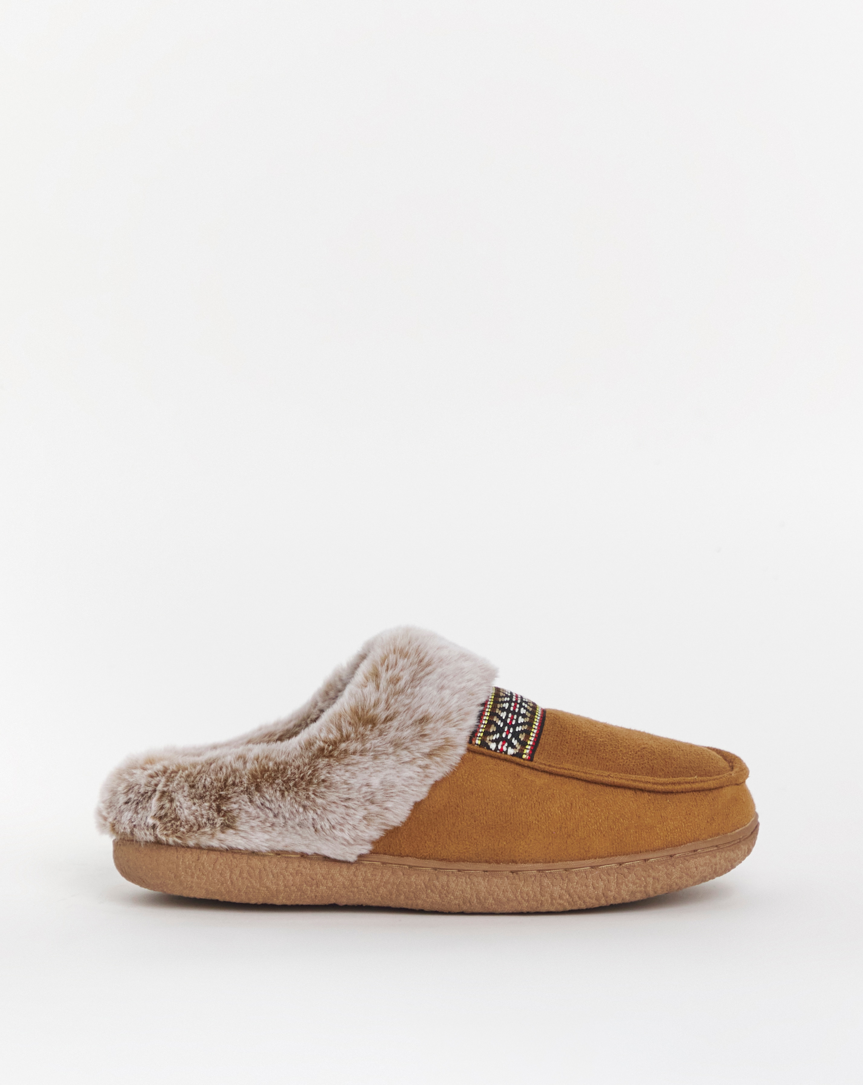 Cushion Walk Fur Stitch Slippers E Fit