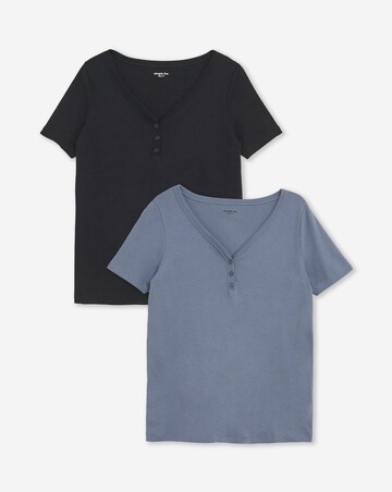 Black & Blue 2 Pack Henley Tops