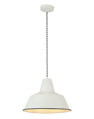 Cream Metal Diner Pendant with Twisted Braided Black Suspension Cable