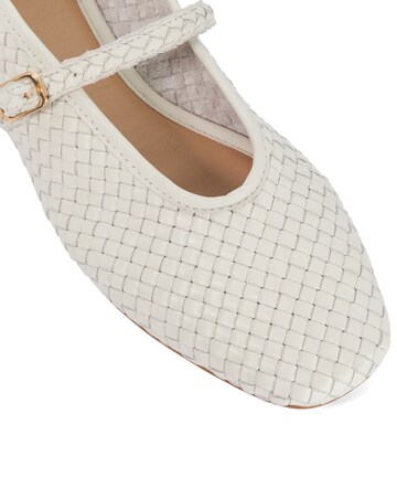 Dune Ecru Headliner Woven Mary Jane Ballet Shoes - Standard Fit