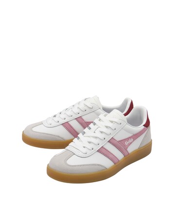 Gola Viper Leather Trainers - White/Candy/Deep Red/Gum