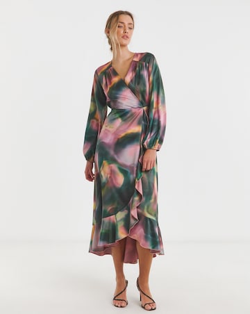 Flounce London Swirl Print Wrap Midaxi Dress