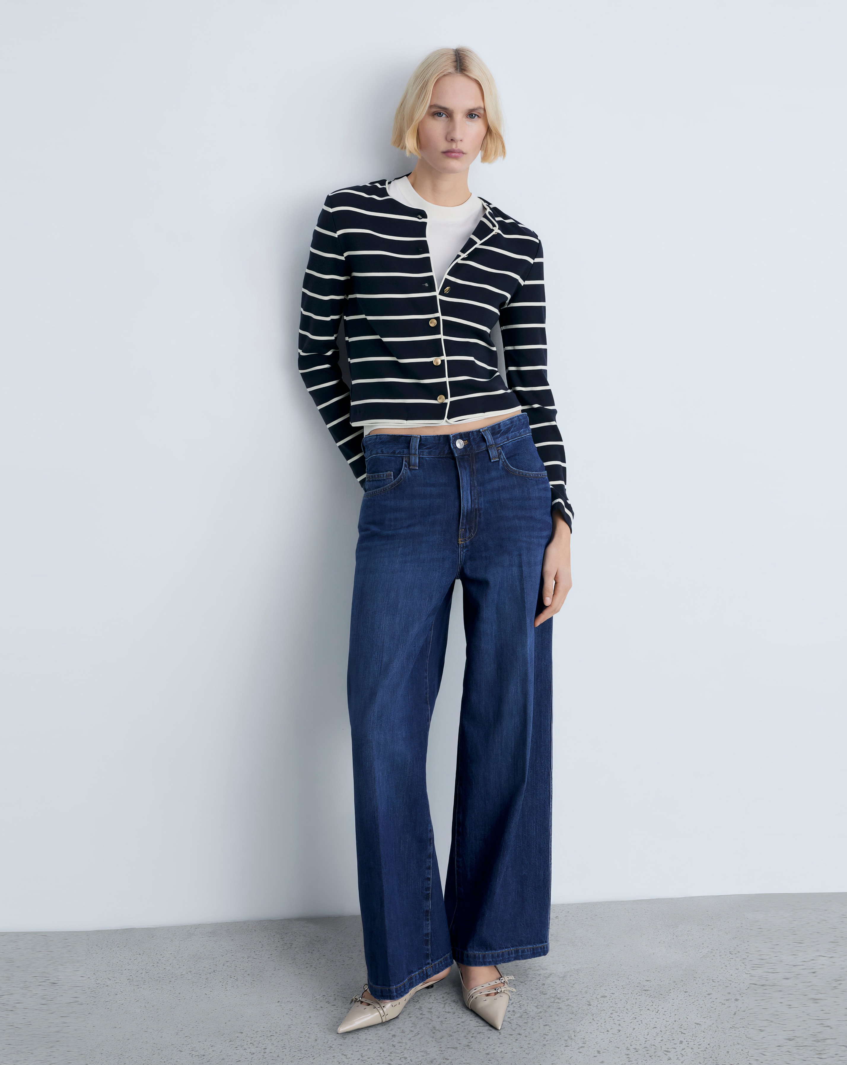 Mango Striped Knit Cardigan