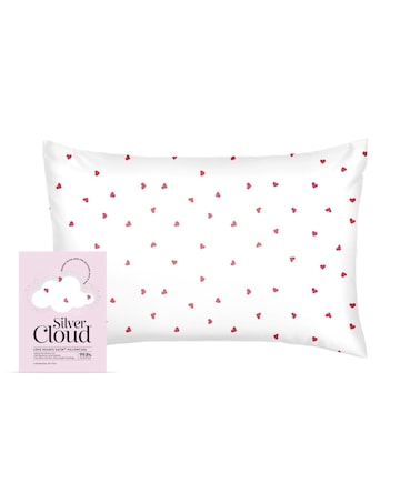 Silver Cloud Heart Print Satin Pillowcase Infused with Silver Ions