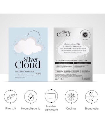 Silver Cloud White Satin Pillowcase Infused with Silver Ions