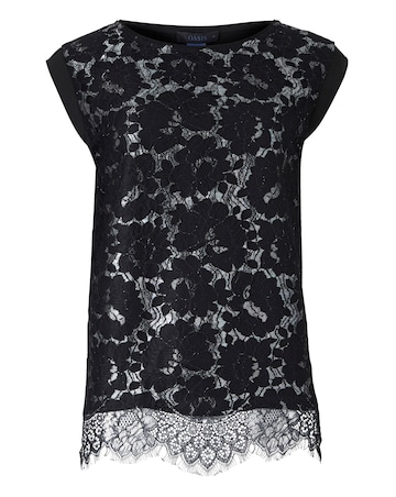 Oasis Curve Metallic Lace Top