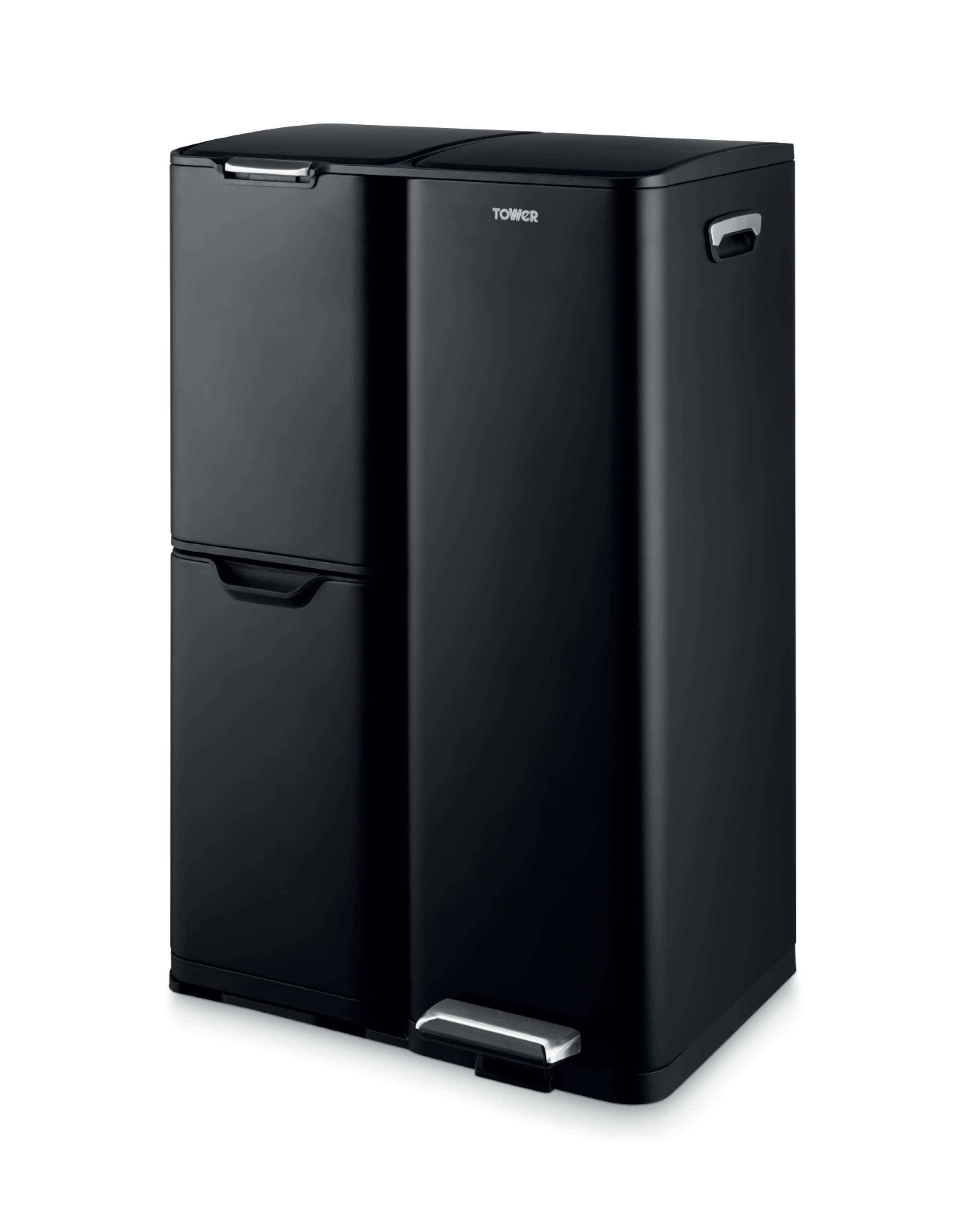 Tower Recycling Bin with 3 Compartments