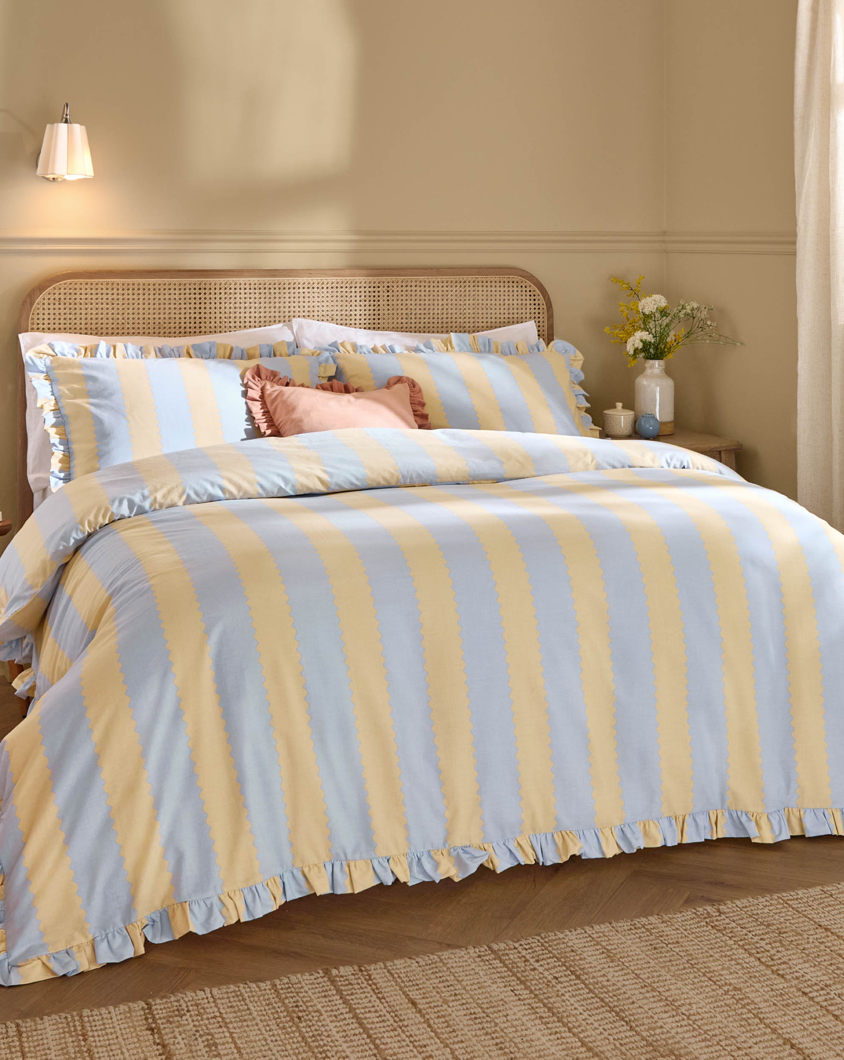 New In - Wylder Birdie Stripe Ruffle Duvet Set