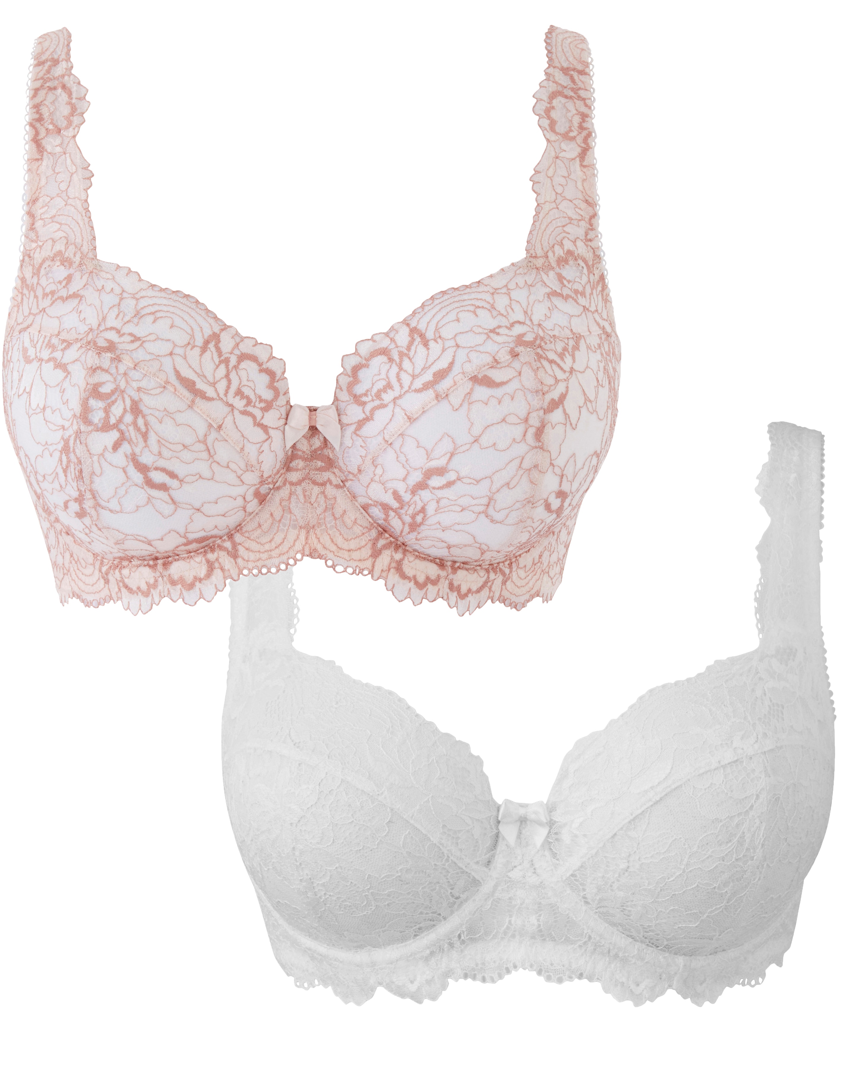 2Pack Ella Lace Full Cup Blush/White Bra