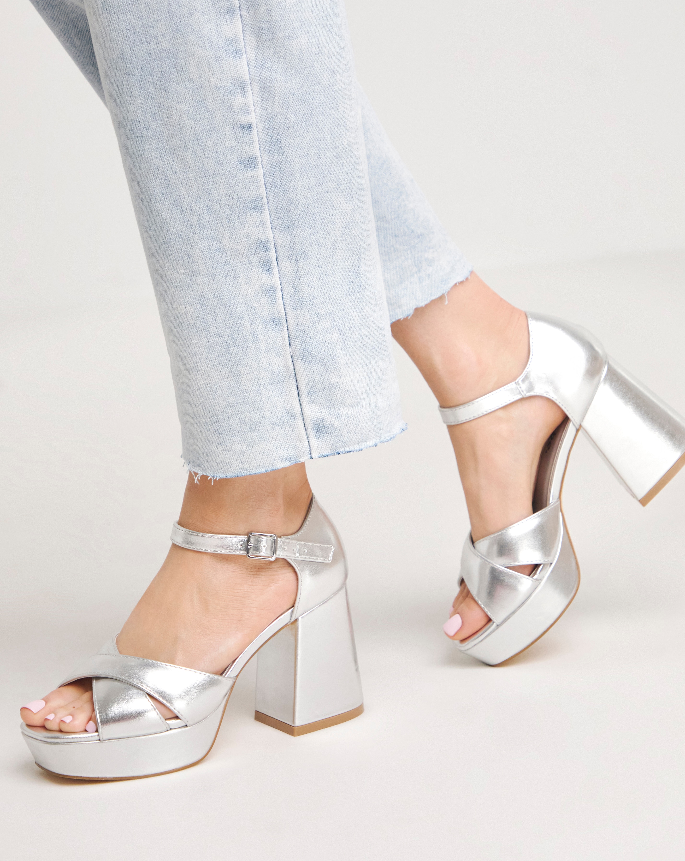 Cross Platform Heeled Sandals Wide