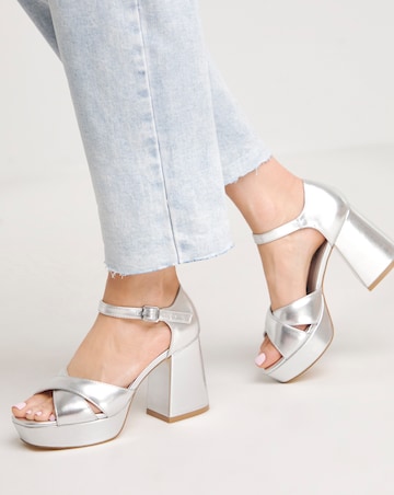 Mia Cross Front Platform Heeled Sandals - Wide Fit (E)