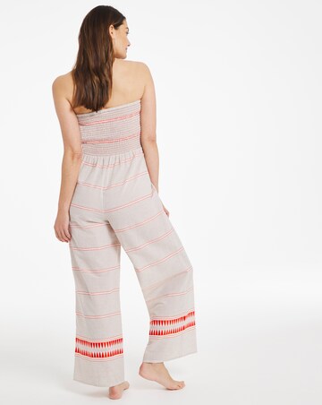 Orange Stripe Tie Beach Jumpsuit
