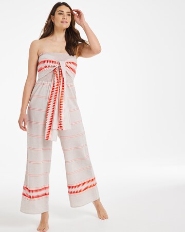 Orange Stripe Tie Beach Jumpsuit