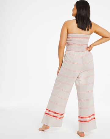 Orange Stripe Tie Beach Jumpsuit