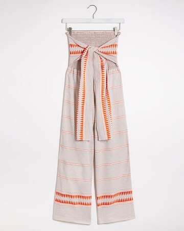 Orange Stripe Tie Beach Jumpsuit