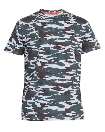 D555 Big & Tall Gaston Camouflage Print Crew Neck T-Shirt - Storm