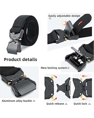 D555 Dale-1 Tactical Stretch Belt with Heavy Duty Quick Release Buckle - Black