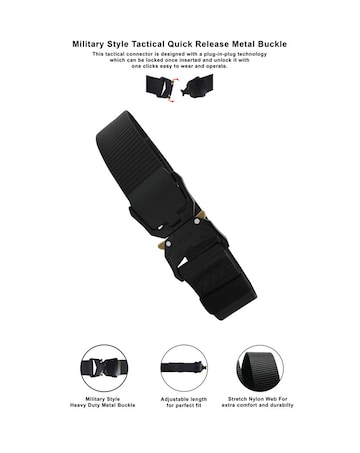 D555 Dale-1 Tactical Stretch Belt with Heavy Duty Quick Release Buckle - Black