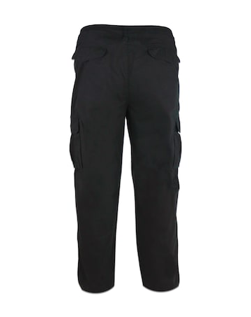 D555 Big & Tall Robert Peached and Washed Cotton Cargo Trousers - Black