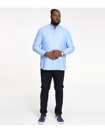 D555 Big & Tall Richard L/S Button Down Oxford Shirt with Chest Pocket -Sky Blue