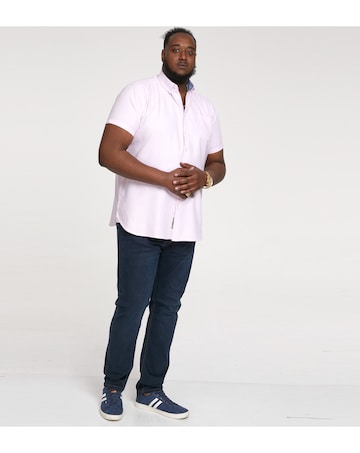 D555 Big & Tall James S/S Button Down Oxford Shirt with Chest Pocket - Pink