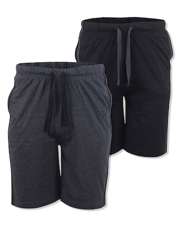 D555 Ryan Pack of 2 Elasticated Waist Jersey Short with Side Stripes - Black