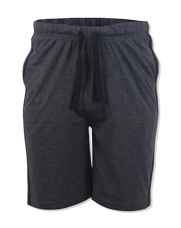 D555 Ryan Pack of 2 Elasticated Waist Jersey Short with Side Stripes - Black
