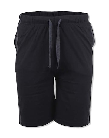 D555 Ryan Pack of 2 Elasticated Waist Jersey Short with Side Stripes - Black